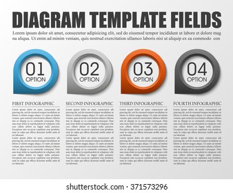 Information infographic statistic vector presentation. Graphic composition for your business presentations. Four glossy strip for your annotations. Four color sticker for registration of proposals