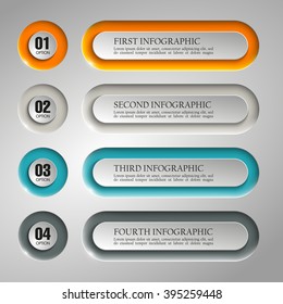 Information infographic statistic vector presentation. Graphic composition for your business presentations. Four glossy BUTTON for your annotations. Four color sticker for registration of proposals
