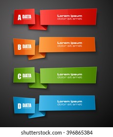 Information infographic statistic vector presentation. Graphic composition for your business presentations. Four glossy strip for your annotations. Four color sticker for registration of proposals