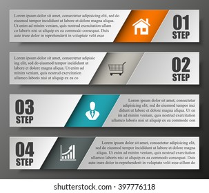 Information infographic statistic vector presentation. Graphic composition for your business presentations. Four glossy strip for your annotations. Four color sticker for registration of proposals
