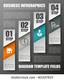 Information infographic statistic vector presentation. Graphic composition for your business presentations. Four glossy strip for your annotations. Four color sticker for registration of proposals