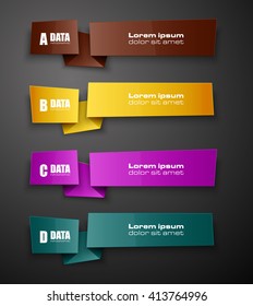 Information infographic statistic vector presentation. Graphic composition for your business presentations. Four glossy strip for your annotations. Four color sticker for registration of proposals