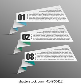 Information infographic statistic vector presentation. Graphic composition for your business presentations. Three glossy Arrow for your annotations. Three color sticker for registration of proposals