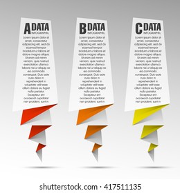 Information infographic statistic vector presentation. Graphic composition for your business presentations. Three glossy Arrow for your annotations. Three color sticker for registration of proposals