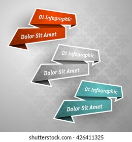 Information infographic statistic vector presentation. Graphic composition for your business presentations. Three glossy Arrow for your annotations. Three color sticker for registration of proposals