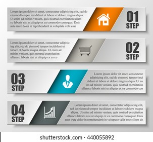 Information infographic statistic vector presentation. Graphic composition for your business presentations. Four glossy strip for your annotations. Four color sticker for registration of proposals