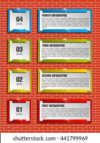 Information infographic statistic vector presentation. Graphic composition for your business presentations. Three glossy strip for your annotations. Three color sticker for registration of proposals