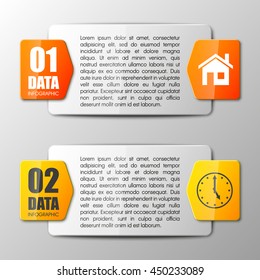 Information infographic statistic vector presentation. Graphic composition for your business presentations. Two glossy strip for your annotations. Two color sticker for registration of proposals