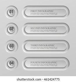 Information infographic statistic vector presentation. Graphic composition for your business plan. Four glossy button for your annotations. Sticker for registration of proposals