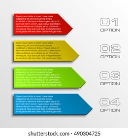 Information infographic statistic vector presentation. Graphic composition for your business presentations. Four glossy strip for your annotations. Four color sticker for registration of proposals