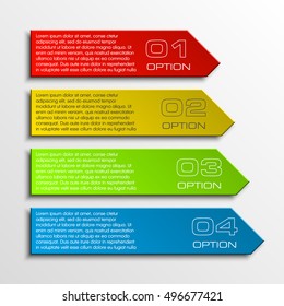 Information infographic statistic vector presentation. Graphic composition for your business presentations. Four glossy strip for your annotations. Four color sticker for registration of proposals