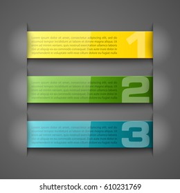 Information infographic statistic vector presentation. Graphic composition for your business presentations. Three Stripe label for your annotations. Ribbon sticker for registration of proposals