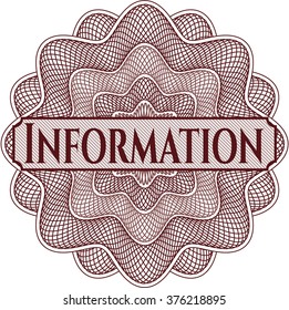 Information inside money style emblem or rosette