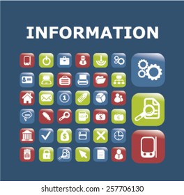 Informationen, Internet, Handy, Smartphone isolierte Symbole, Zeichen, Illustrationen Konzept-Design auf dem Hintergrund für mobile Anwendungen, Website, Werbung, Vektorgrafik