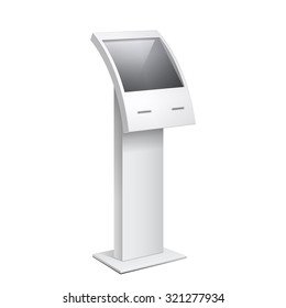 Information Kiosk, POS POI Terminal Stand on the white background. Mock Up Template. Vector illustration.