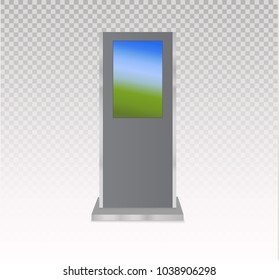Information Kiosk,Advertising Display, Terminal Stand,Touch Screen Display.Mock Up Template.vector illustration