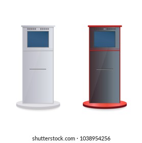 Information Kiosk,Advertising Display, Terminal Stand,Touch Screen Display.Mock Up Template.vector illustration