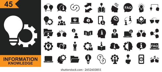 Ícone Information Knowledge Sharing (Compartilhamento de conhecimento de informações). Vetor FAQ, manual, pesquisa, orientação, instrução etc. Ilustração vetorial . Isolado no fundo branco. EPS 10