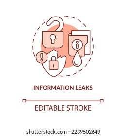 Information leaks terracotta concept icon. Outstaffing drawback abstract idea thin line illustration. Poor data security. Isolated outline drawing. Editable stroke. Arial, Myriad Pro-Bold fonts used