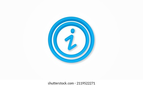 Information, letter i in circle realistic icon. 3d vector illustration. Isolated line color pictogram. Transparent shadows