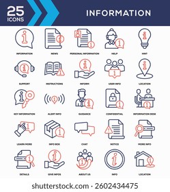 Information Line Color Icon Collection