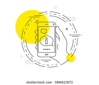 Information line icon. Mobile phone vector button. Info center sign. Support speech bubble symbol. Information line icon. Abstract concept badge. Vector