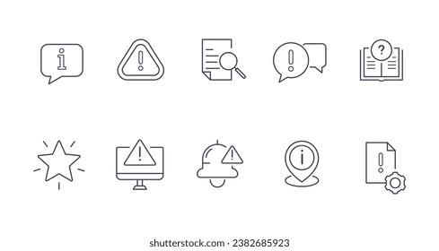 
Information line icon set. Privacy policy, manual, rules, instructions, inform, guide, reference