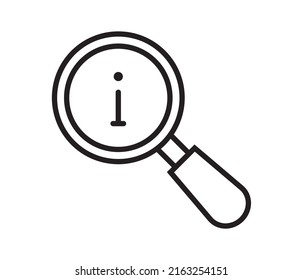 Vector de icono de línea de información. Información y servicio de asistencia. Centro de información, información de búsqueda, símbolo de ampliación. Guía de lectura, 24 horas de ayuda, soporte técnico. 