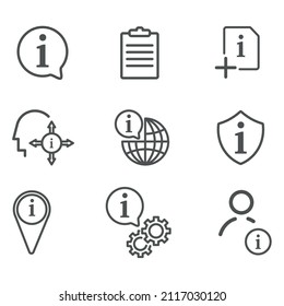 Information line icons set. Privacy policy, guidance, rule, instruction, inform, guidance, link minimal vector illustration.