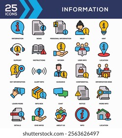 Information  Lineal Color Icon Collection
