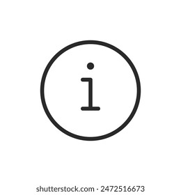 Informationen, lineares Stilsymbol. Kreisförmiges Symbol mit einem "i"-Symbol. Bearbeitbare Strichbreite.