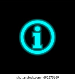information logotype in a circle blue glowing neon ui ux icon. Glowing sign logo vector