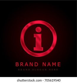 information logotype in a circle red chromium metallic logo