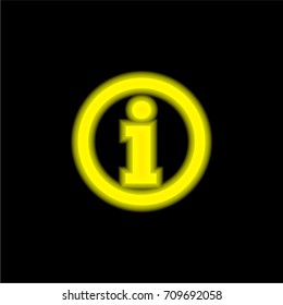 information logotype in a circle yellow glowing neon ui ux icon. Glowing sign logo vector