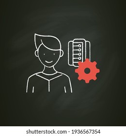 Information management chalk icon. Collect, manage, preserve, store and deliver information. Information overload concept. Isolated vector illustration on chalkboard