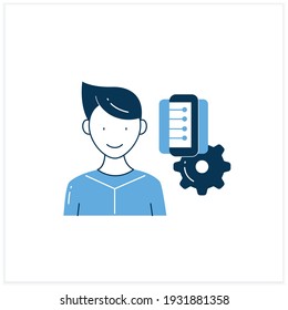 Information management flat icon. Collect, manage, preserve, store and deliver information. Information overload concept. Vector illustration