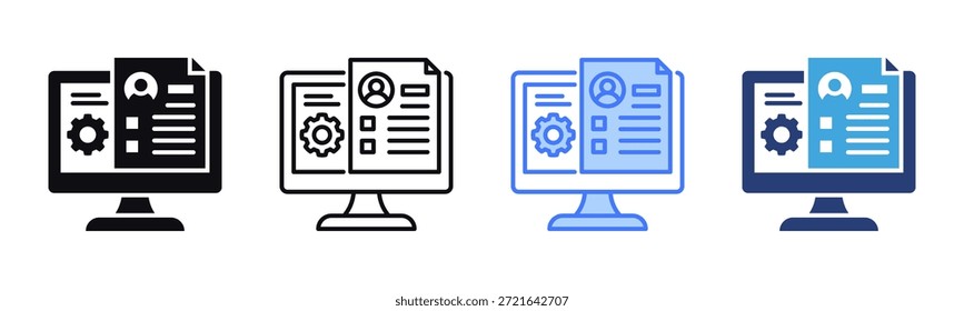 Colección de varios estilos de la hoja de iconos de Administración de información