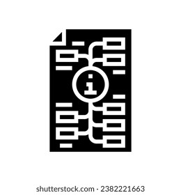 Information Mapping technischen Autor-Glyphsymbol Vektorgrafik. Informationskartierung technischer Schriftsteller Zeichen. einzelne Symbolillustration