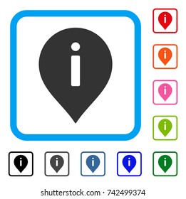 Information Marker icon. Flat gray iconic symbol inside a light blue rounded square. Black, gray, green, blue, red, orange color variants of Information Marker vector.