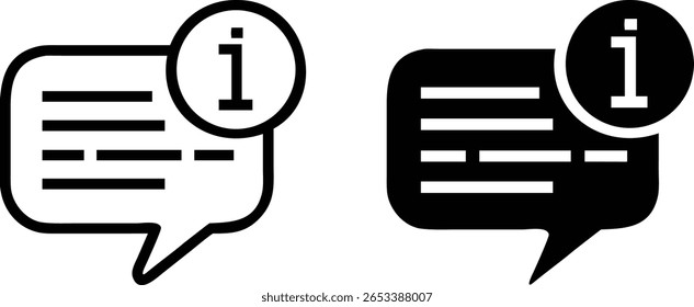 Information Message Chat Bubble Icon Vetor em Outline e estilo sólido para suporte e comunicação