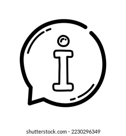 Icono de doodle de mensajes de información. Símbolo dibujado a mano. Ilustración vectorial.
