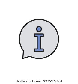 Icono de línea delgada de mensajes de información. Símbolo lineal de color. Ilustración vectorial.
