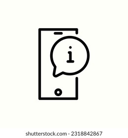 información, móvil, información, icono de soporte, icono de estilo de contorno aislado en fondo claro