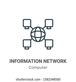 Information network outline vector icon. Thin line black information network icon, flat vector simple element illustration from editable computer concept isolated on white background