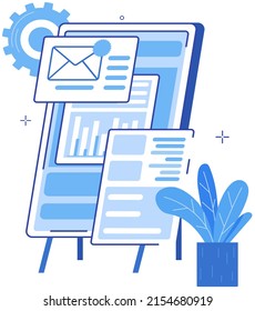 Information in newsletter in digital envelope. Online subscription for news, newspapers electronic publication for subscribers. Receives email via internet. File document data analysis. Unread message