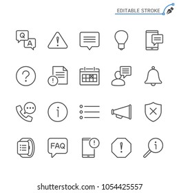 Information and notification line icons. Editable stroke. Pixel 