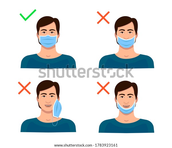 Information On How Wear Mask Correctly Stock Vector (Royalty Free ...