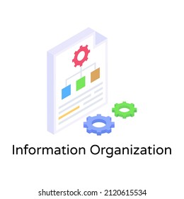 Information organization isometric trendy icon, editable vector 

