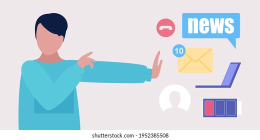 Information overload concept. Professional burnout and stress concept. Vector illustration in a flat style