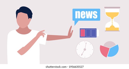 Information overload concept. Professional burnout and stress concept. Vector illustration in a flat style